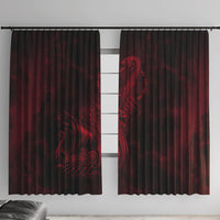 Viking Dragon Longship Helm of Awe Window Curtain Nordic Mythology Tribal Engraving Style