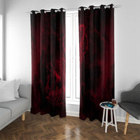 Viking Dragon Longship Helm of Awe Window Curtain Nordic Mythology Tribal Engraving Style