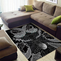 Viking Odin Ravens Wolves Vegvisir Area Rug Nordic Knotwork Mythology Engraving Style