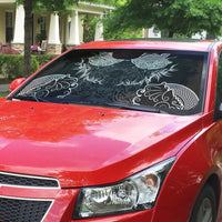 Viking Odin Ravens Wolves Vegvisir Auto Sun Shade Nordic Knotwork Mythology Engraving Style