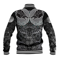 Viking Odin Ravens Wolves Vegvisir Baseball Jacket Nordic Knotwork Mythology Engraving Style