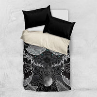 Viking Odin Ravens Wolves Vegvisir Bedding Set Nordic Knotwork Mythology Engraving Style