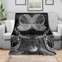 Viking Odin Ravens Wolves Vegvisir Blanket Nordic Knotwork Mythology Engraving Style