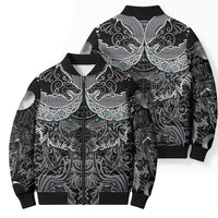 Viking Odin Ravens Wolves Vegvisir Bomber Puffer Jacket Nordic Knotwork Mythology Engraving Style