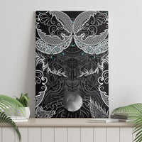 Viking Odin Ravens Wolves Vegvisir Canvas Wall Art Nordic Knotwork Mythology Engraving Style