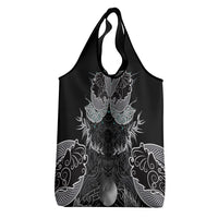 Viking Odin Ravens Wolves Vegvisir Grocery Bag Nordic Knotwork Mythology Engraving Style