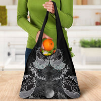 Viking Odin Ravens Wolves Vegvisir Grocery Bag Nordic Knotwork Mythology Engraving Style