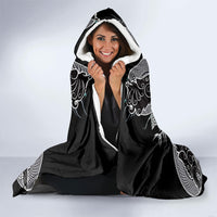 Viking Odin Ravens Wolves Vegvisir Hooded Blanket Nordic Knotwork Mythology Engraving Style