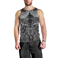 Viking Odin Ravens Wolves Vegvisir Men Tank Top Nordic Knotwork Mythology Engraving Style