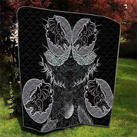 Viking Odin Ravens Wolves Vegvisir Quilt Nordic Knotwork Mythology Engraving Style