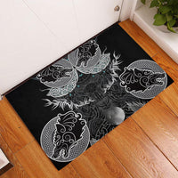 Viking Odin Ravens Wolves Vegvisir Rubber Doormat Nordic Knotwork Mythology Engraving Style