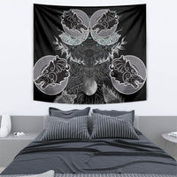 Viking Odin Ravens Wolves Vegvisir Tapestry Nordic Knotwork Mythology Engraving Style