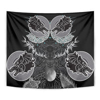Viking Odin Ravens Wolves Vegvisir Tapestry Nordic Knotwork Mythology Engraving Style