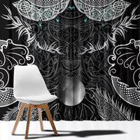 Viking Odin Ravens Wolves Vegvisir Window Curtain Nordic Knotwork Mythology Engraving Style
