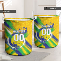 Personalized Brazil Soccer Football Jaguar Laundry Basket Christ The Redeeme - Soccer Mascot With Carnival Vibes