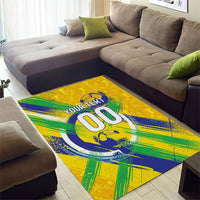 Personalized Brazil Soccer Football Jaguar Area Rug Christ The Redeeme - Soccer Mascot With Carnival Vibes