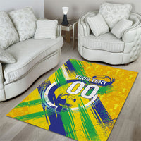 Personalized Brazil Soccer Football Jaguar Area Rug Christ The Redeeme - Soccer Mascot With Carnival Vibes