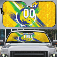 Personalized Brazil Soccer Football Jaguar Auto Sun Shade Christ The Redeeme - Soccer Mascot With Carnival Vibes