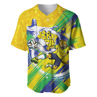 Personalized Brazil Soccer Football Jaguar Baseball Jersey Christ The Redeeme - Soccer Mascot With Carnival Vibes