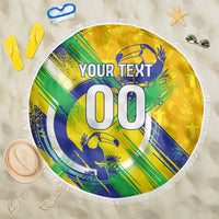 Personalized Brazil Soccer Football Jaguar Beach Blanket Christ The Redeeme - Soccer Mascot With Carnival Vibes