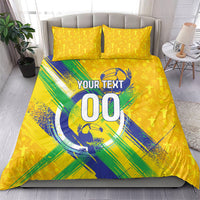 Personalized Brazil Soccer Football Jaguar Bedding Set Christ The Redeeme - Soccer Mascot With Carnival Vibes