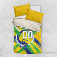 Personalized Brazil Soccer Football Jaguar Bedding Set Christ The Redeeme - Soccer Mascot With Carnival Vibes