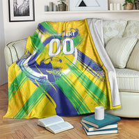 Personalized Brazil Soccer Football Jaguar Blanket Christ The Redeeme - Soccer Mascot With Carnival Vibes