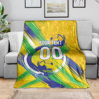 Personalized Brazil Soccer Football Jaguar Blanket Christ The Redeeme - Soccer Mascot With Carnival Vibes