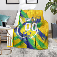 Personalized Brazil Soccer Football Jaguar Blanket Christ The Redeeme - Soccer Mascot With Carnival Vibes