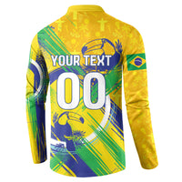 Personalized Brazil Soccer Football Jaguar Button Sweatshirt Christ The Redeeme - Soccer Mascot With Carnival Vibes