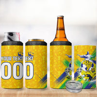 Personalized Brazil Soccer Football Jaguar 4 in 1 Can Cooler Tumbler Christ The Redeeme - Soccer Mascot With Carnival Vibes