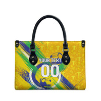 Personalized Brazil Soccer Football Jaguar Leather Bag Christ The Redeeme - Soccer Mascot With Carnival Vibes