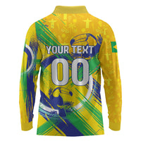 Personalized Brazil Soccer Football Jaguar Long Sleeve Polo Shirt Christ The Redeeme - Soccer Mascot With Carnival Vibes