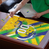 Personalized Brazil Soccer Football Jaguar Puzzle Christ The Redeeme - Soccer Mascot With Carnival Vibes