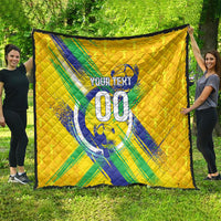 Personalized Brazil Soccer Football Jaguar Quilt Christ The Redeeme - Soccer Mascot With Carnival Vibes