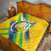 Personalized Brazil Soccer Football Jaguar Quilt Christ The Redeeme - Soccer Mascot With Carnival Vibes