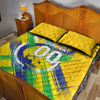 Personalized Brazil Soccer Football Jaguar Quilt Bed Set Christ The Redeeme - Soccer Mascot With Carnival Vibes