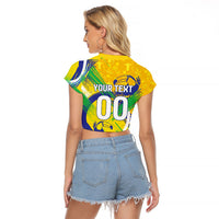 Personalized Brazil Soccer Football Jaguar Raglan Cropped T Shirt Christ The Redeeme - Soccer Mascot With Carnival Vibes