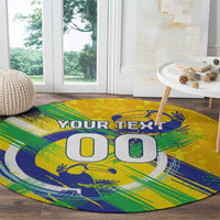 Personalized Brazil Soccer Football Jaguar Round Carpet Christ The Redeeme - Soccer Mascot With Carnival Vibes