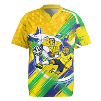 Personalized Brazil Soccer Football Jaguar Rugby Jersey Christ The Redeeme - Soccer Mascot With Carnival Vibes
