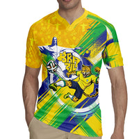 Personalized Brazil Soccer Football Jaguar Rugby Jersey Christ The Redeeme - Soccer Mascot With Carnival Vibes