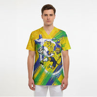 Personalized Brazil Soccer Football Jaguar Scrub Top Christ The Redeeme - Soccer Mascot With Carnival Vibes
