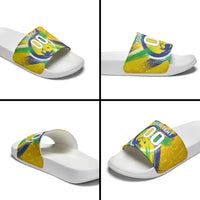 Personalized Brazil Soccer Football Jaguar Slide Sandals Christ The Redeeme - Soccer Mascot With Carnival Vibes