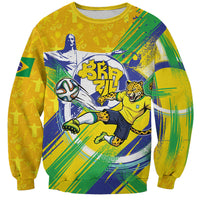 Personalized Brazil Soccer Football Jaguar Sweatshirt Christ The Redeeme - Soccer Mascot With Carnival Vibes