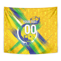 Personalized Brazil Soccer Football Jaguar Tapestry Christ The Redeeme - Soccer Mascot With Carnival Vibes