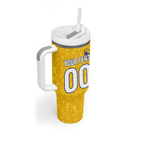 Personalized Brazil Soccer Football Jaguar Tumbler With Handle Christ The Redeeme - Soccer Mascot With Carnival Vibes