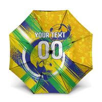 Personalized Brazil Soccer Football Jaguar Umbrella Christ The Redeeme - Soccer Mascot With Carnival Vibes