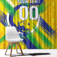 Personalized Brazil Soccer Football Jaguar Window Curtain Christ The Redeeme - Soccer Mascot With Carnival Vibes