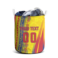 Personalized Colombia Soccer Laundry Basket Floral Folk Pattern - Retro Football Player Art