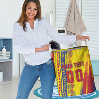 Personalized Colombia Soccer Laundry Basket Floral Folk Pattern - Retro Football Player Art